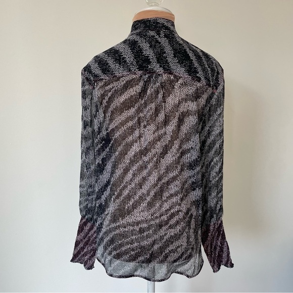 Rag & Bone Black Multi Zebra Maris Silk Popover Relaxed Fit Blouse Size Small - Picture 8 of 12